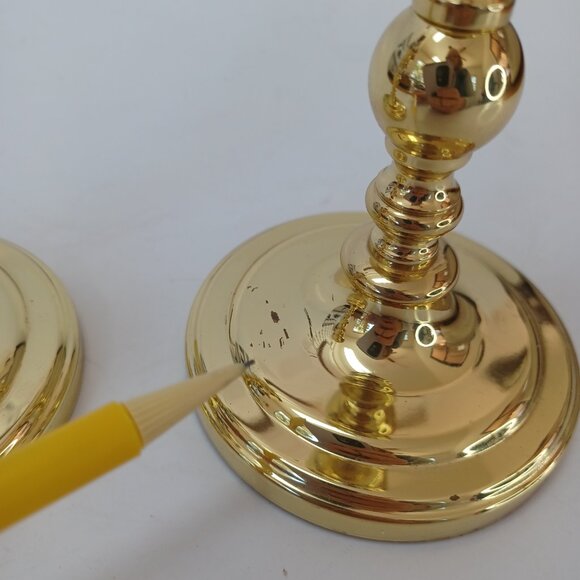 Baldwin Brass Candlesticks Holders 5" Height Vintage Set of 2 Round Base - Picture 6 of 9